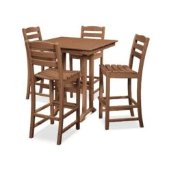 POLYWOOD La Casa Cafe 5-Piece Farmhouse Trestle Bar Set 12 POLYWOOD La Casa Cafe 5-Piece Farmhouse Trestle Bar Set -VERMONT WOODS La Casa Cafe 5 Piece Farmhouse Trestle Bar Set PWS435 1 TE Teak