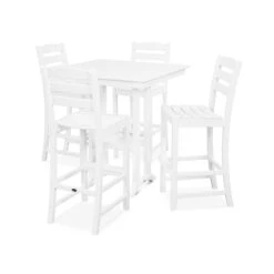 POLYWOOD La Casa Cafe 5-Piece Farmhouse Trestle Bar Set 15 POLYWOOD La Casa Cafe 5-Piece Farmhouse Trestle Bar Set -VERMONT WOODS La Casa Cafe 5 Piece Farmhouse Trestle Bar Set PWS435 1 WH White