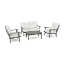 POLYWOOD Lakeside 4-Piece Deep Seating Set 10 POLYWOOD Lakeside 4-Piece Deep Seating Set -VERMONT WOODS Lakeside 4 Piece Deep Seating Set PWS520 2 GY152939 Slate Grey Natural Linen
