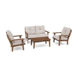 POLYWOOD Lakeside 4-Piece Deep Seating Set 11 POLYWOOD Lakeside 4-Piece Deep Seating Set -VERMONT WOODS Lakeside 4 Piece Deep Seating Set PWS520 2 TE145999 Teak Dune Burlap