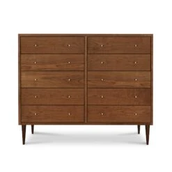 Larssen 10-Drawer Dresser in Solid Natural Hardwood -VERMONT WOODS Larssen 10 Drawer Dresser Natural Walnut