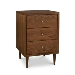 Larssen 3-Drawer Mid-Century Modern Solid Hardwood Nightstand -VERMONT WOODS Larssen 3 Drawer Nightstand Natural Walnut