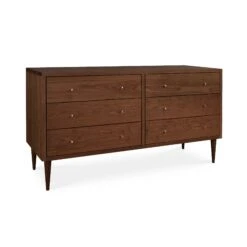 Larssen 6-Drawer Solid Wood Double Dresser 19 Larssen 6-Drawer Solid Wood Double Dresser -VERMONT WOODS Larssen 6 Drawer Dresser Natural Walnut dlxwul