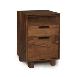 Copeland Furniture Linear Narrow File Cabinet with Cubby -VERMONT WOODS Linear Walnut Narrow File Cabinet with Cubby