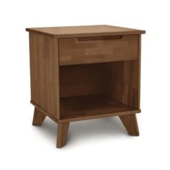 Copeland Furniture Linn 1-Drawer Enclosed Shelf Nightstand -VERMONT WOODS Linn Cherry 1 Drawer Enclosed Shelf Nightstand Saddle Cherry