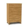 Linn 5-Drawer Wide Chest - Mid-Century Sustainable Hardwood -VERMONT WOODS Linn Cherry 5 Drawer Wide Chest