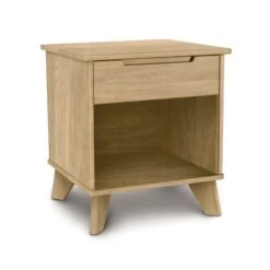 Copeland Furniture Linn 1-Drawer Enclosed Shelf Nightstand -VERMONT WOODS Linn Oak 1 Drawer Enclosed Shelf Nightstand Natural Oak