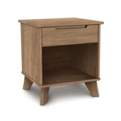 Copeland Furniture Linn 1-Drawer Enclosed Shelf Nightstand -VERMONT WOODS Linn Oak 1 Drawer Enclosed Shelf Nightstand Sand Oak