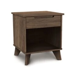 Copeland Furniture Linn 1-Drawer Enclosed Shelf Nightstand -VERMONT WOODS Linn Oak 1 Drawer Enclosed Shelf Nightstand Taupe Oak