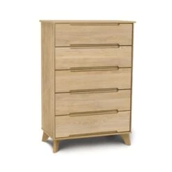 Linn 5-Drawer Wide Chest - Mid-Century Sustainable Hardwood 16 Linn 5-Drawer Wide Chest - Mid-Century Sustainable Hardwood -VERMONT WOODS Linn Oak 5 Drawer Wide Chest Natural Oak