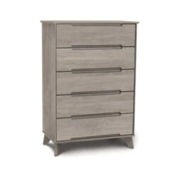 Linn 5-Drawer Wide Chest - Mid-Century Sustainable Hardwood 19 Linn 5-Drawer Wide Chest - Mid-Century Sustainable Hardwood -VERMONT WOODS Linn Oak 5 Drawer Wide Chest Weathered Oak