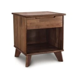 Copeland Furniture Linn 1-Drawer Enclosed Shelf Nightstand -VERMONT WOODS Linn Walnut 1 Drawer Enclosed Shelf Nightstand
