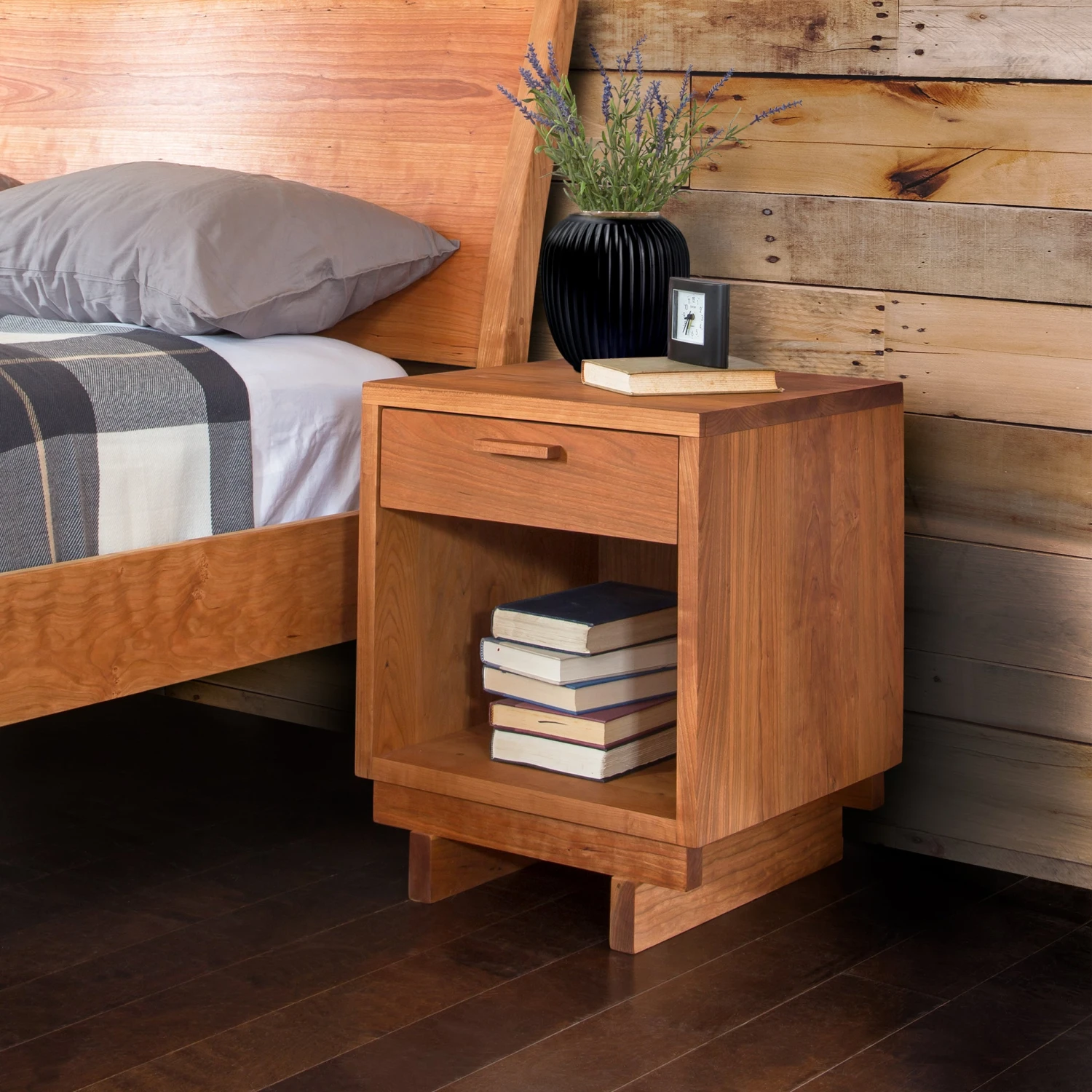 Loft Modern Solid Wood 1-Drawer Nightstand with Enclosed Shelf 10 Loft Modern Solid Wood 1-Drawer Nightstand with Enclosed Shelf - Image 8