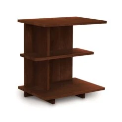 Copeland Furniture Mansfield Open Shelf Solid Wood Nightstand -VERMONT WOODS Mansfield Cherry Open Shelf Nightstand Left Side Cognac Cherry