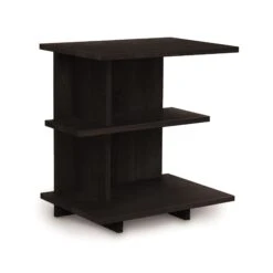Copeland Furniture Mansfield Open Shelf Solid Wood Nightstand -VERMONT WOODS Mansfield Cherry Open Shelf Nightstand Left Side Smoke Cherry