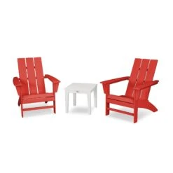 POLYWOOD Modern Adirondack 3-Piece Set with Newport End Table -VERMONT WOODS Modern Adirondack 3 Piece Set PWS502 1 10451 Sunset Red