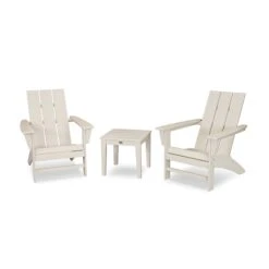 POLYWOOD Modern Adirondack 3-Piece Set with Newport End Table -VERMONT WOODS Modern Adirondack 3 Piece Set PWS502 1 SA Sand
