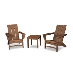 POLYWOOD Modern Adirondack 3-Piece Set with Newport End Table -VERMONT WOODS Modern Adirondack 3 Piece Set PWS502 1 TE Teak