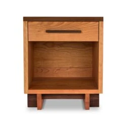 Modern Solid Wood 1-Drawer Nightstand with Enclosed Shelf -VERMONT WOODS Modern American 1 Drawer Enclosed Shelf Nightstand 1