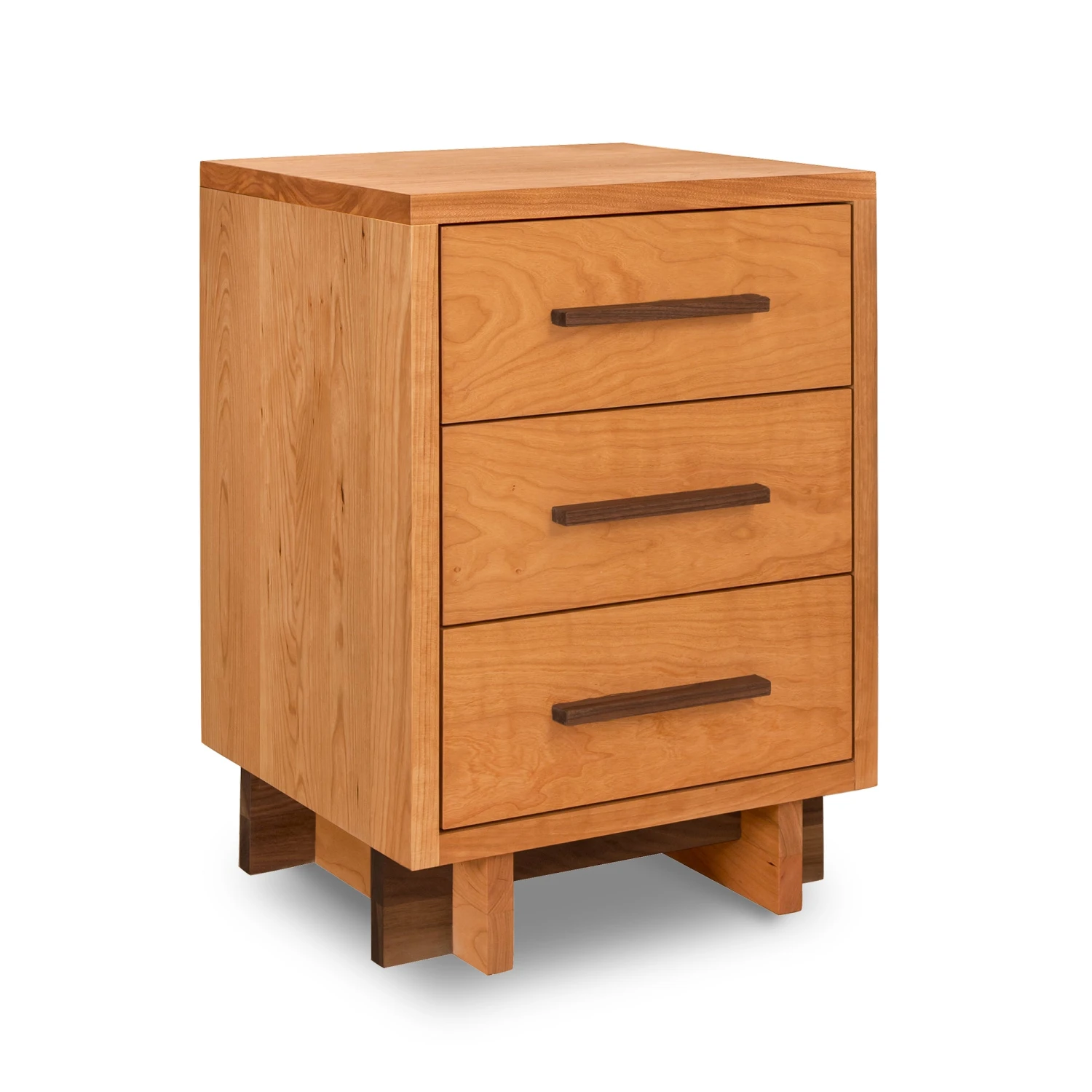 Modern American 3-Drawer Solid Wood Nightstand with Walnut Accents 11 Modern American 3-Drawer Solid Wood Nightstand with Walnut Accents - Image 9