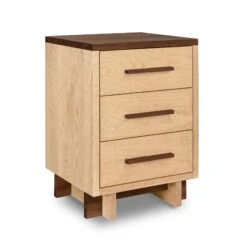 Modern American 3-Drawer Solid Wood Nightstand with Walnut Accents 28 Modern American 3-Drawer Solid Wood Nightstand with Walnut Accents -VERMONT WOODS Modern American 3 Drawer Nightstand Natural Maple Walnut Top Walnut Accents
