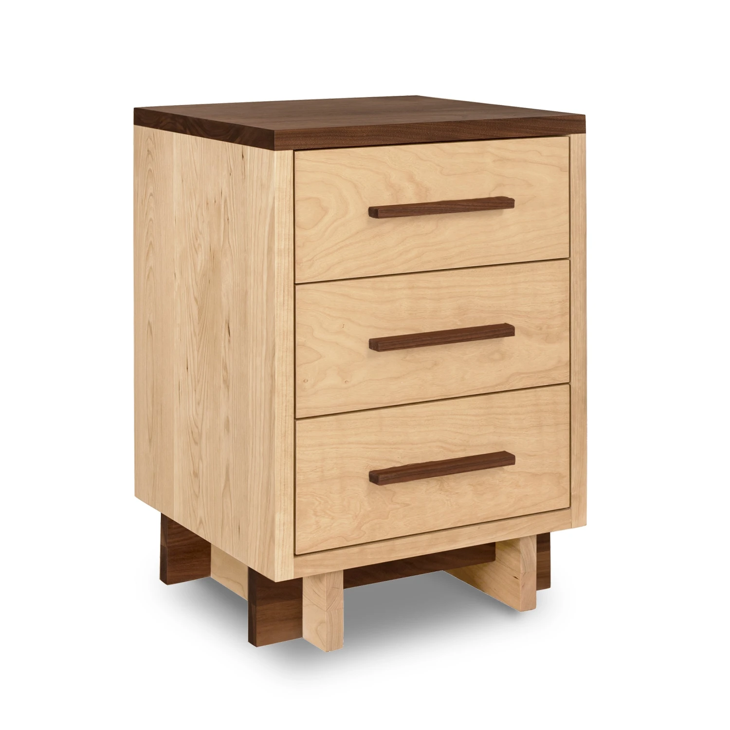 Modern American 3-Drawer Solid Wood Nightstand with Walnut Accents 14 Modern American 3-Drawer Solid Wood Nightstand with Walnut Accents - Image 12