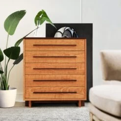 Solid Wood 5-Drawer Chest - Handmade Vermont Bedroom Storage -VERMONT WOODS Modern American 5 Drawer Chest Life 1