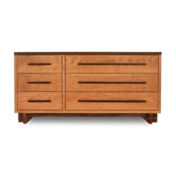 Modern American 6-Drawer Solid Wood Dresser with Walnut Accents