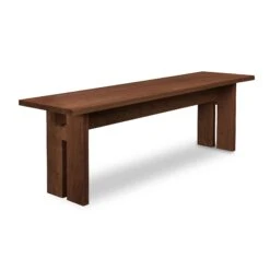 Solid Wood Modern Dining Bench - Handmade Vermont Seating -VERMONT WOODS Modern American Dining Bench 56 Inch Natural Walnut