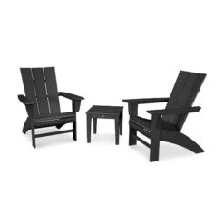 POLYWOOD Modern Curveback Adirondack 3-Piece Set -VERMONT WOODS Modern Curveback Adirondack 3 Piece Set PWS420 1 BL Black