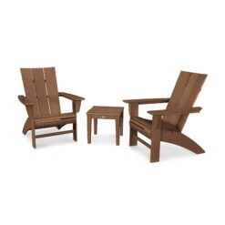 POLYWOOD Modern Curveback Adirondack 3-Piece Set -VERMONT WOODS Modern Curveback Adirondack 3 Piece Set PWS420 1 TE Teak