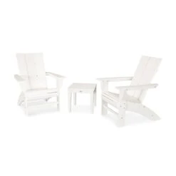 POLYWOOD Modern Curveback Adirondack 3-Piece Set -VERMONT WOODS Modern Curveback Adirondack 3 Piece Set PWS420 1 WH White