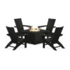 POLYWOOD Modern Curveback Adirondack 5-Piece Conversation Set With Fire Pit Table 1 POLYWOOD Modern Curveback Adirondack 5-Piece Conversation Set With Fire Pit Table -VERMONT WOODS Modern Curveback Adirondack 5 Piece Conversation Set with Fire Pit