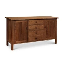 Artisan Crafted Modern Mission Sideboard - Solid Wood Dining Buffet -VERMONT WOODS Modern Mission Sideboard Natural Walnut