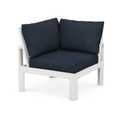 POLYWOOD EDGE Modular Corner Chair -VERMONT WOODS Modular Corner Chair 4604 WH145991 White Marine Indigo