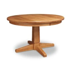 Natural Vermont Single Pedestal Round Solid Top Dining Table