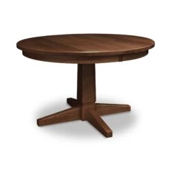 Natural Vermont Single Pedestal Round Solid Top Dining Table -VERMONT WOODS Natural Vermont Single Pedestal Solid Top Table 42 Inch Natural Walnut