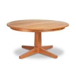 Natural Vermont Single Pedestal Round Solid Top Dining Table -VERMONT WOODS Natural Vermont Single Pedestal Solid Top Table 60 Inch Natural Cherry