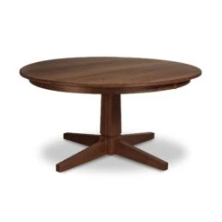 Natural Vermont Single Pedestal Round Solid Top Dining Table -VERMONT WOODS Natural Vermont Single Pedestal Solid Top Table 60 Inch Natural Walnut