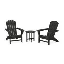 POLYWOOD Nautical 3-Piece Adirondack Chair and Side Table Set