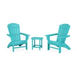 POLYWOOD Nautical 3-Piece Curveback Adirondack Set with Side Table 19 POLYWOOD Nautical 3-Piece Curveback Adirondack Set with Side Table -VERMONT WOODS Nautical 3 Piece Curveback Adirondack Set PWS419 1 AR Aruba