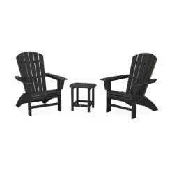 POLYWOOD Nautical 3-Piece Curveback Adirondack Set with Side Table 14 POLYWOOD Nautical 3-Piece Curveback Adirondack Set with Side Table -VERMONT WOODS Nautical 3 Piece Curveback Adirondack Set PWS419 1 BL Black