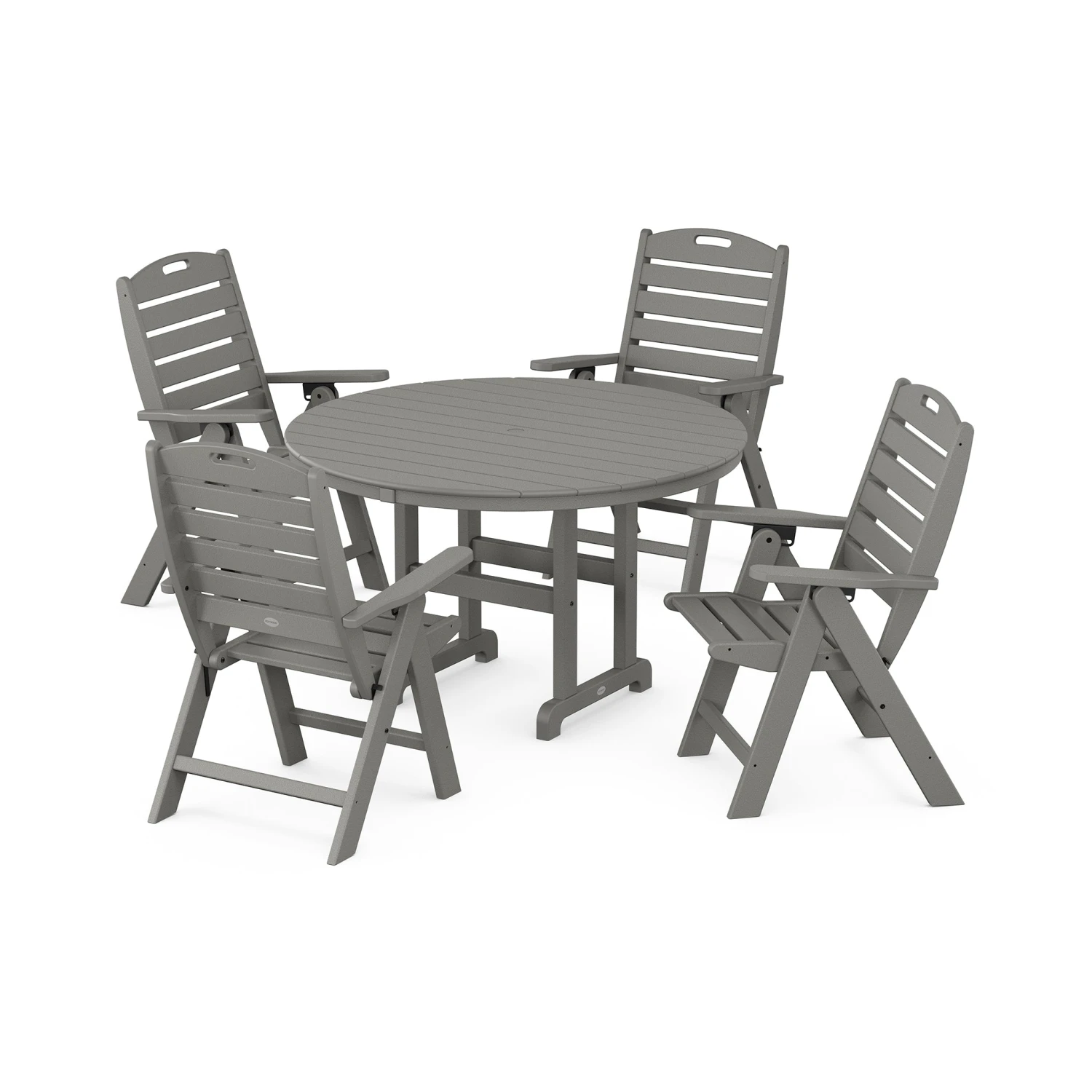 POLYWOOD Nautical 5-Piece Dining Set with Round 48-Inch Table 3 POLYWOOD Nautical 5-Piece Dining Set with Round 48-Inch Table