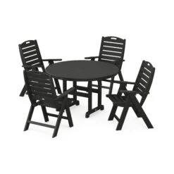 POLYWOOD Nautical 5-Piece Dining Set with Round 48-Inch Table 11 POLYWOOD Nautical 5-Piece Dining Set with Round 48-Inch Table -VERMONT WOODS Nautical 5 Piece Dining Set PWS260 1 BL Black