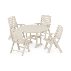 POLYWOOD Nautical 5-Piece Dining Set with Round 48-Inch Table 14 POLYWOOD Nautical 5-Piece Dining Set with Round 48-Inch Table -VERMONT WOODS Nautical 5 Piece Dining Set PWS260 1 SA Sand