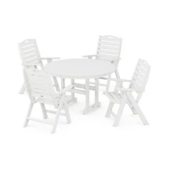 POLYWOOD Nautical 5-Piece Dining Set with Round 48-Inch Table 15 POLYWOOD Nautical 5-Piece Dining Set with Round 48-Inch Table -VERMONT WOODS Nautical 5 Piece Dining Set PWS260 1 WH White