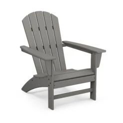 POLYWOOD Nautical Adirondack Chair - Sustainable Outdoor Seating -VERMONT WOODS Nautical Adirondack Chair AD410GY Slate Grey