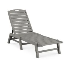 POLYWOOD Nautical Armless Chaise Lounge - All-Weather Poolside Seating