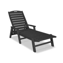 POLYWOOD Nautical Chaise With Arms - Premium All-Weather Lounge Chair -VERMONT WOODS Nautical Chaise with Arms NCC2280BL Black