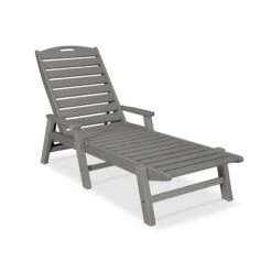POLYWOOD Nautical Chaise With Arms - Premium All-Weather Lounge Chair -VERMONT WOODS Nautical Chaise with Arms NCC2280GY Slate Grey
